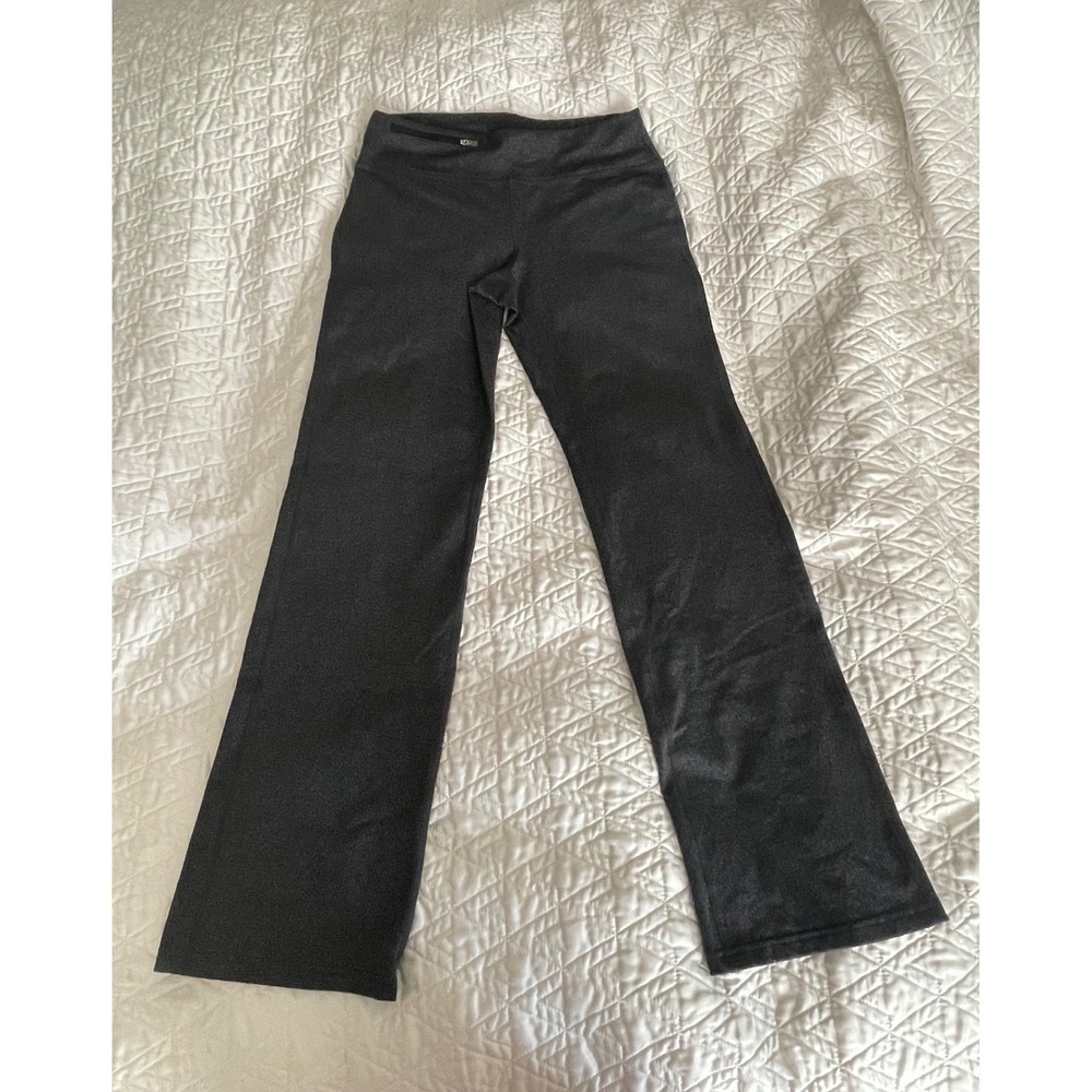 Oiselle Yoga Pants Charcoal Heather Grey Bootcut Running Zip Pocket Size Medium